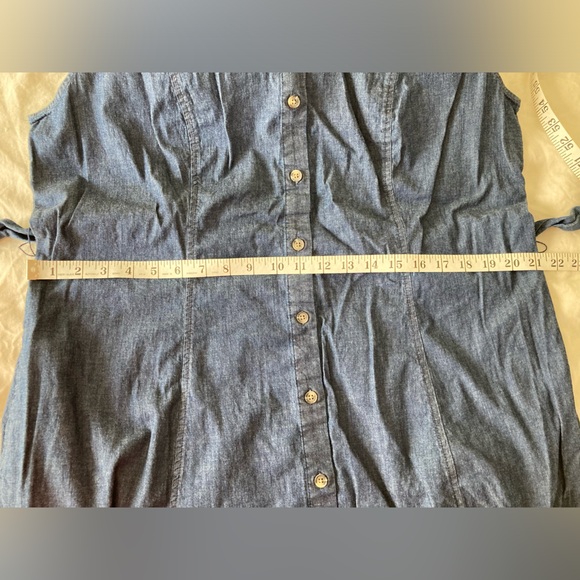 Anne Klein 18W Chambray Sleeveless Button-Down Midi Removable Belt and POCKETS - Picture 7 of 13